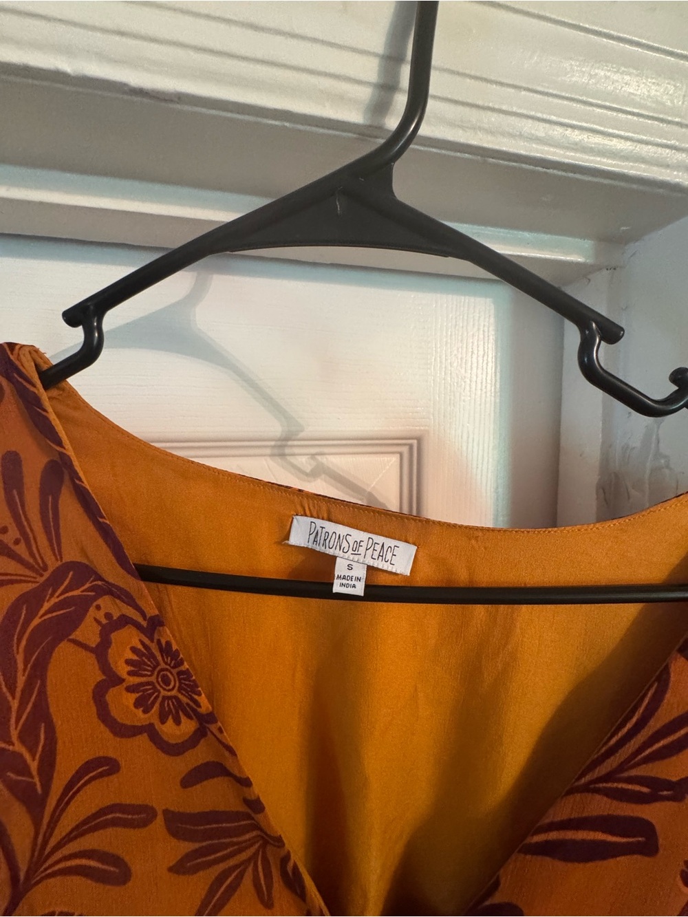 Boho Floral Smocked Maxi Dress - Orange - Picture 5 of 7